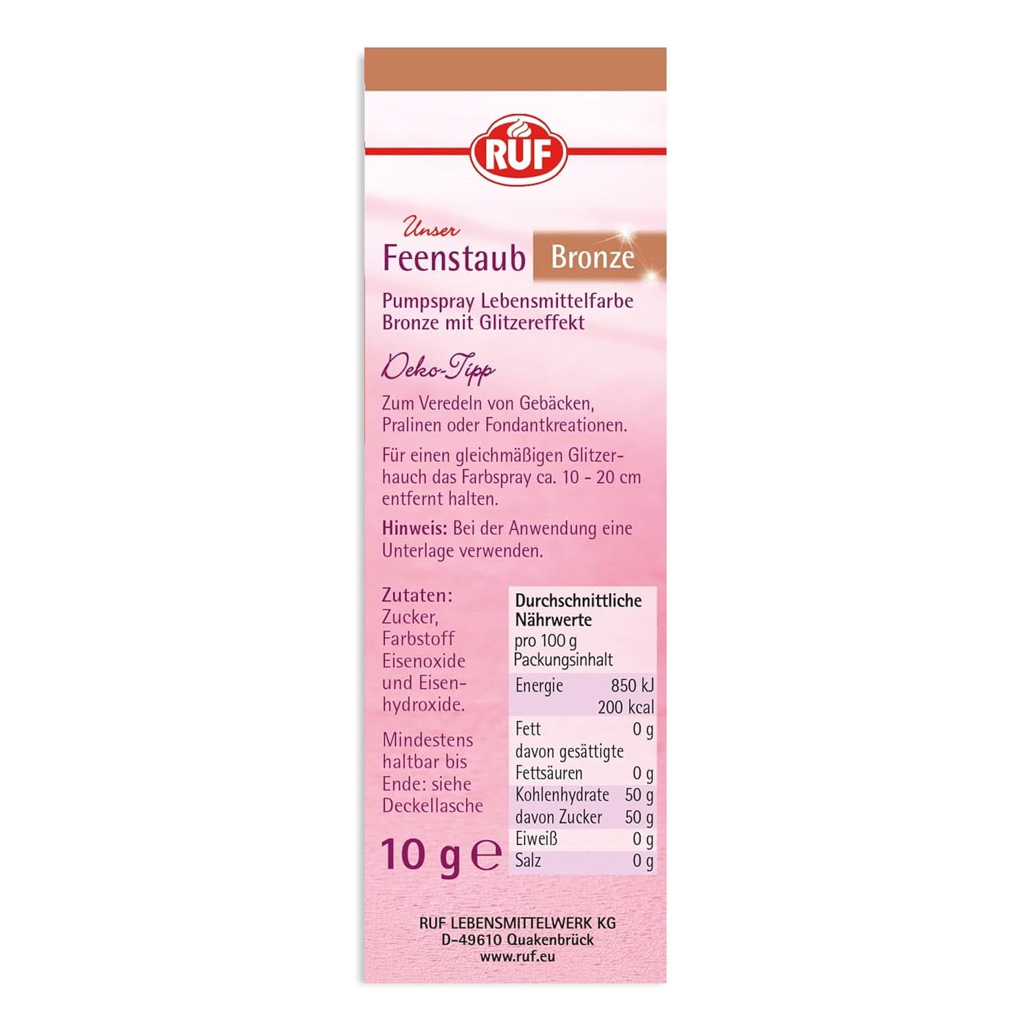 RUF Fairy Dust Eetbare Glitterstof in Pompspuitfles 10 Gram Hagelslag Naty Shop
