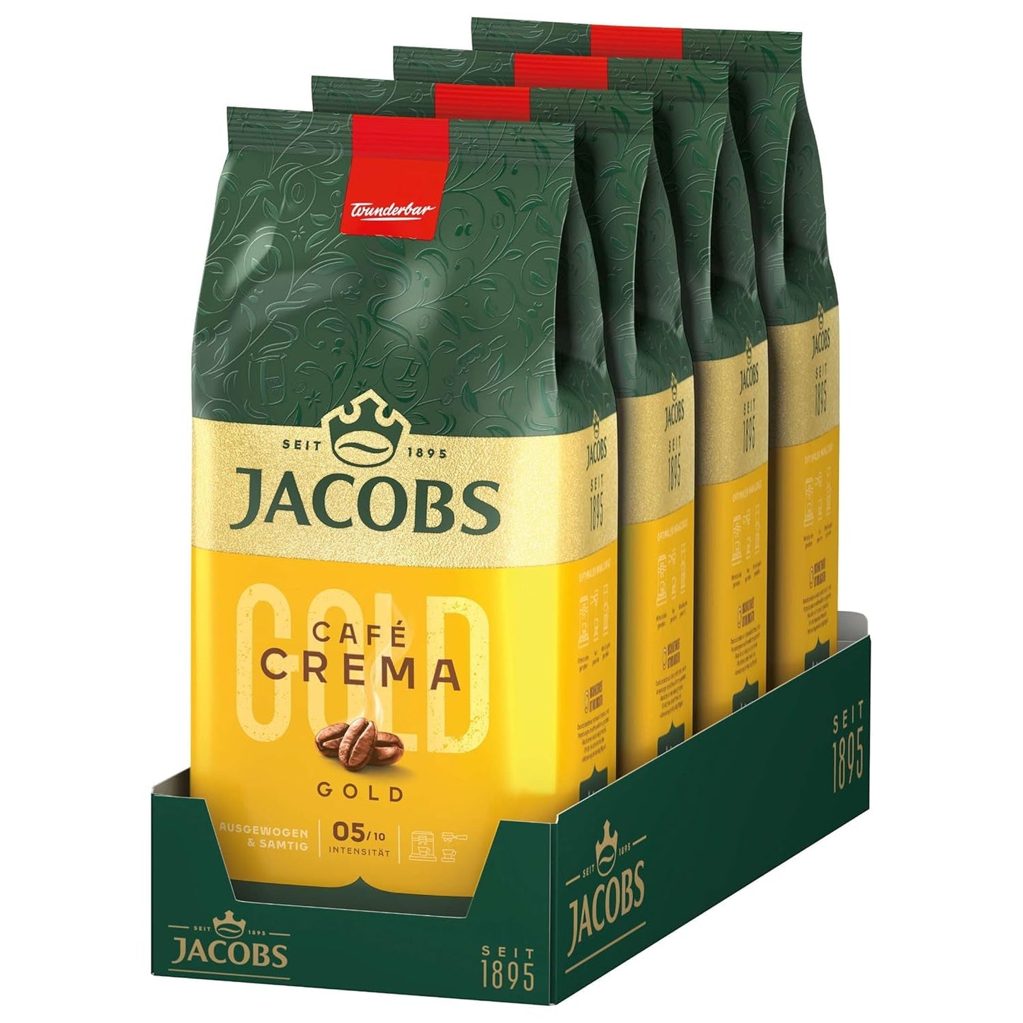 Jacobs Expert Roast Cafe Crema Gold, Koffie hele bonen (4 x 1 kg)