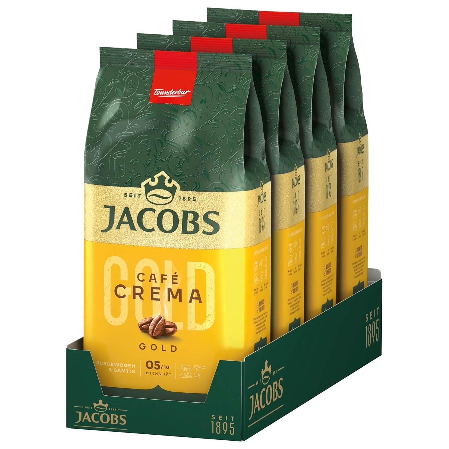 Jacobs Expert Roast Cafe Crema Gold, Koffie hele bonen (4 x 1 kg)