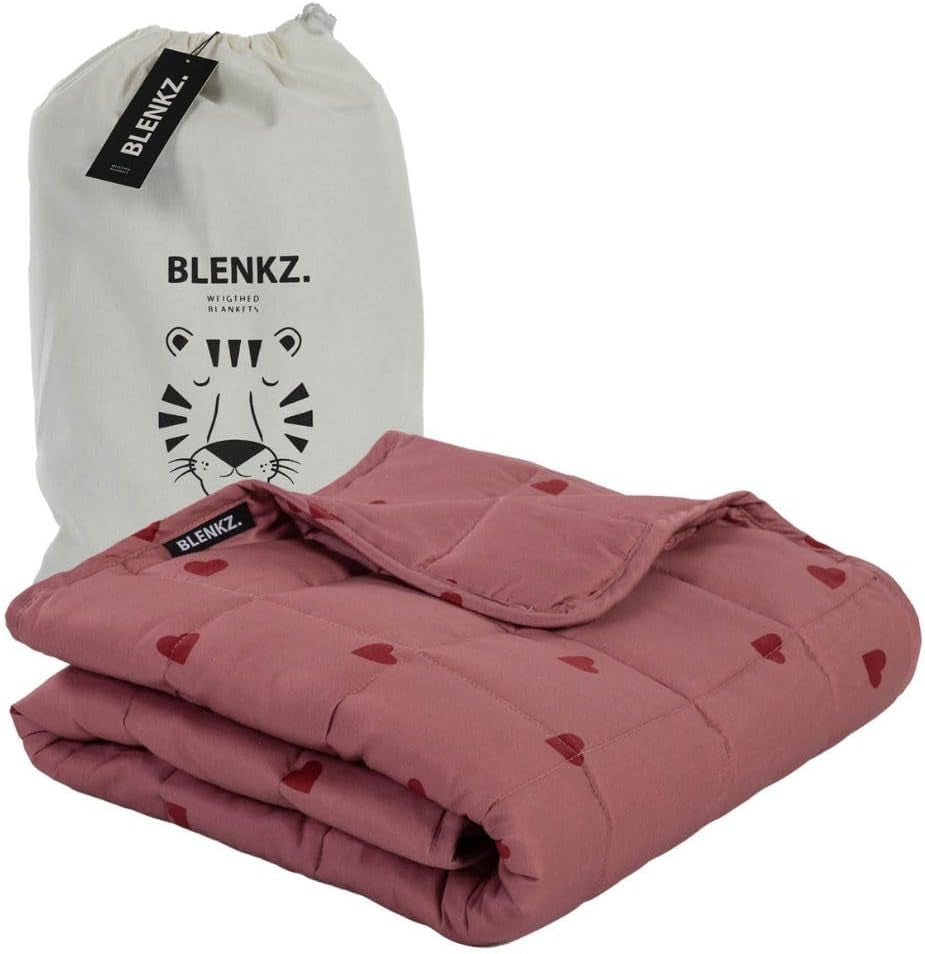 Verzwaarde babydeken | 3,5 kg | 100X150Cm | Therapiedeken | Verzwaarde dekens | Zware deken (blauw tijgergezicht, 3,5 kg - 100 x 150 cm) BLENKZ bedden en dekens. Hart roze rood 3,5Kg-100X150 Cm