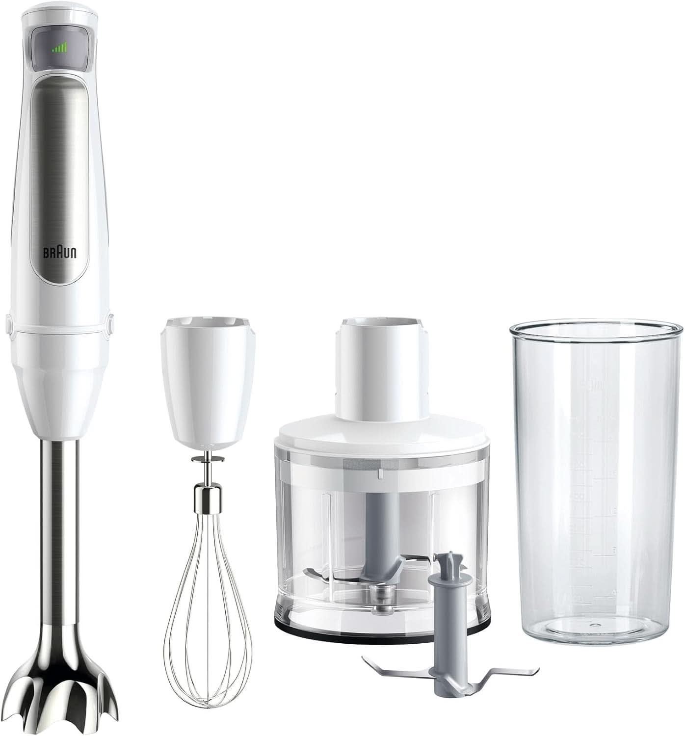 Braun Multiquick 7 MQ 7035X Stabmixer - Pürierstab Mit Abnehmbarem Edelstahl Mixfuß Mit Activeblade Technologie Zum Pürieren Der Härtesten Ingredient, Inkl. 3-delige Zubehör-set, 1000 Watt, Schwarz Kitchen Naty Shop Weiß Zerkleinerer (500 G)