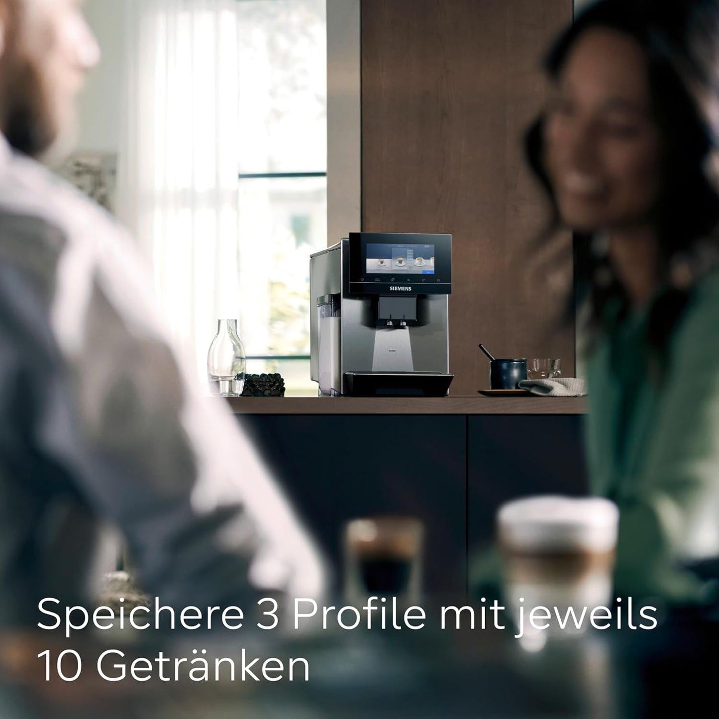 Siemens EQ900 TQ903D03 Automatische espressomachine, app-bediening, intuïtief touchscreen, barista-modus, AromaBoost, ruisonderdrukking, premium molen, automatische stoomreiniging, 1500 W, roestvrij staal