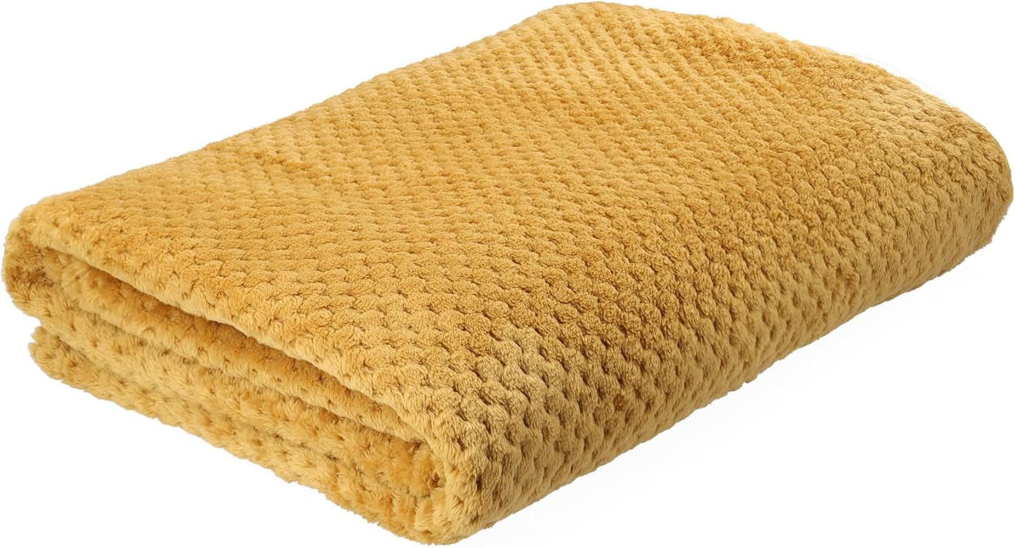HOMLA Noah Zachte decoratieve deken - gezellige polyestervezeldeken voor thuis zachte deken voor slaapbank - 150 X 200 cm rijstkorrelpatroon mosterdkleur Bedden en dekens Besuche den HOMLA-Store Standaard titel