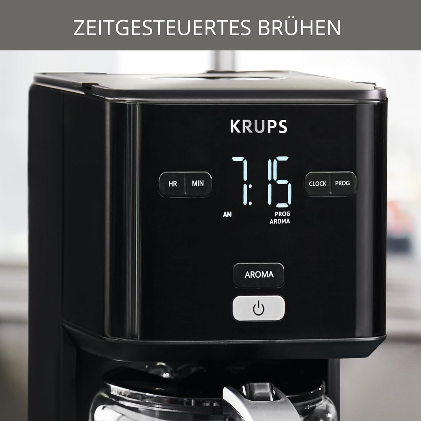 Krups Smart'n Light koffiemachine met timer, voor 1,25 liter filterkoffie, warmhoudfunctie, automatische uitschakeling, zwart, KM600810