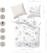 Kinderbedlinnen, vos, uil en bosdieren, 100% katoen Beddengoed - kinderen Naty Shop
