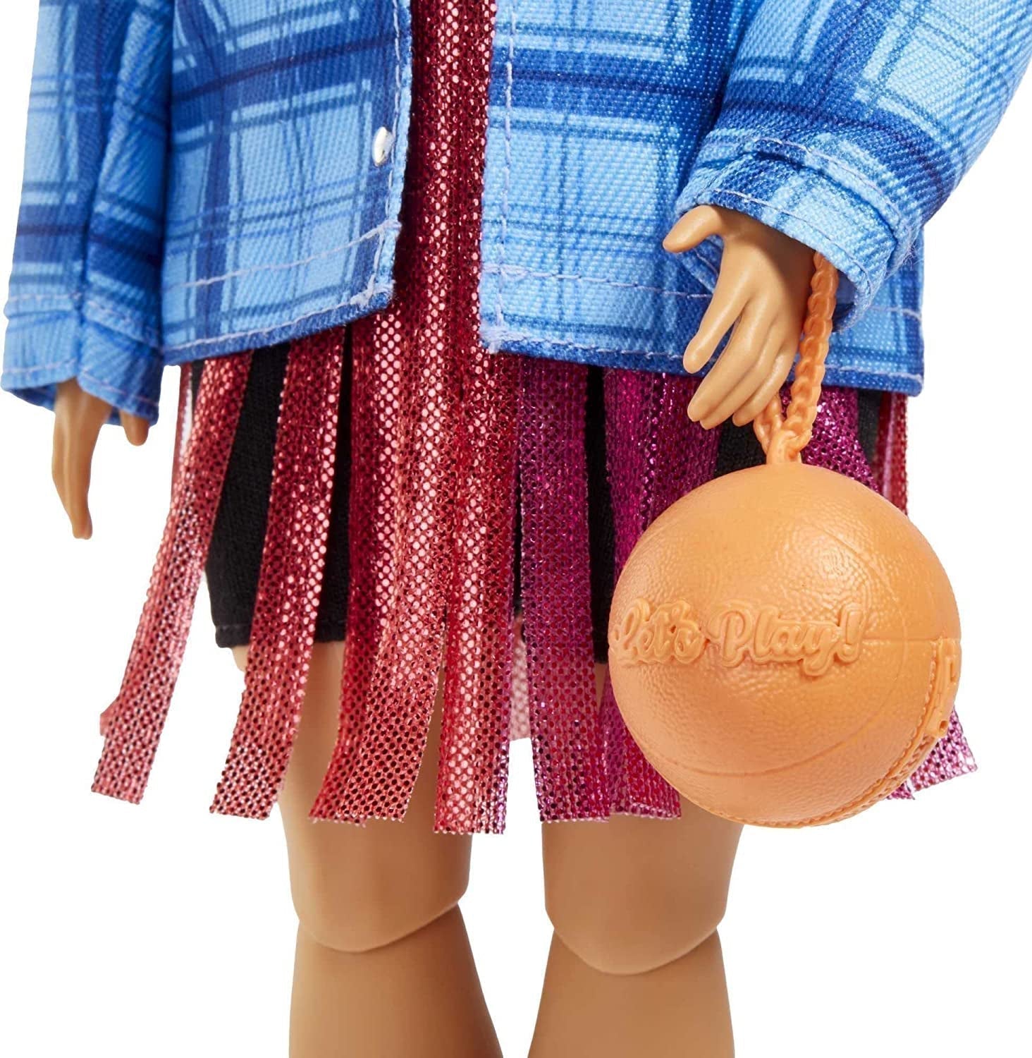 Barbie HDJ46 - Extra pop in jurk met basketbalshirt en accessoires, met Corgi-huisdier, extra lang krullend haar met roze strepen en flexibele gewrichten, cadeauspeelgoed voor kinderen 3+ Naty Shop-poppen