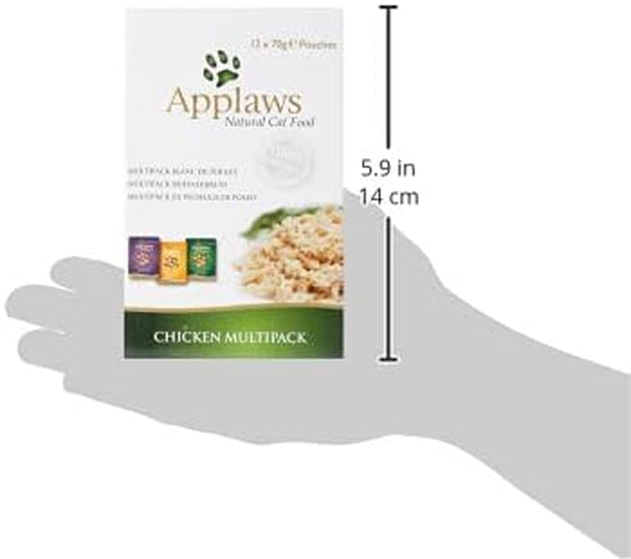 Applaws Premium natuurlijk natvoer voor katten, selectie van kip in soep, geportioneerde zakjes van 70 g (12x70 g)