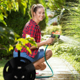 Relaxdays slanghaspel, voor 30 m 1/2" slang, staal, kunststof, slanghouder, HL: 38 x 42 x 31 cm, zwartgrijs