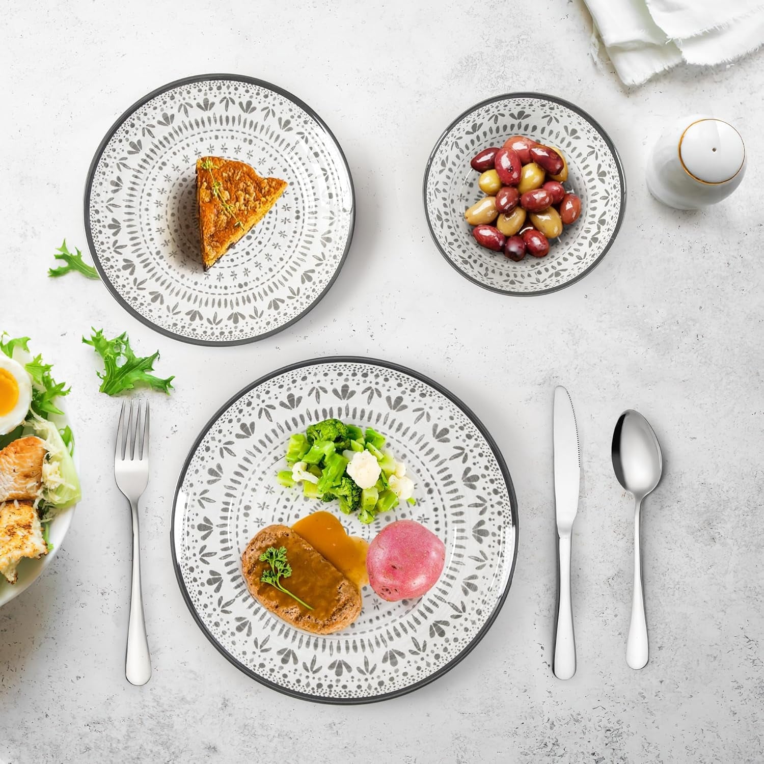 24-delige melamine bestekset 4-persoons campingbestek en serviesset - voor reizen en buitengebruik
