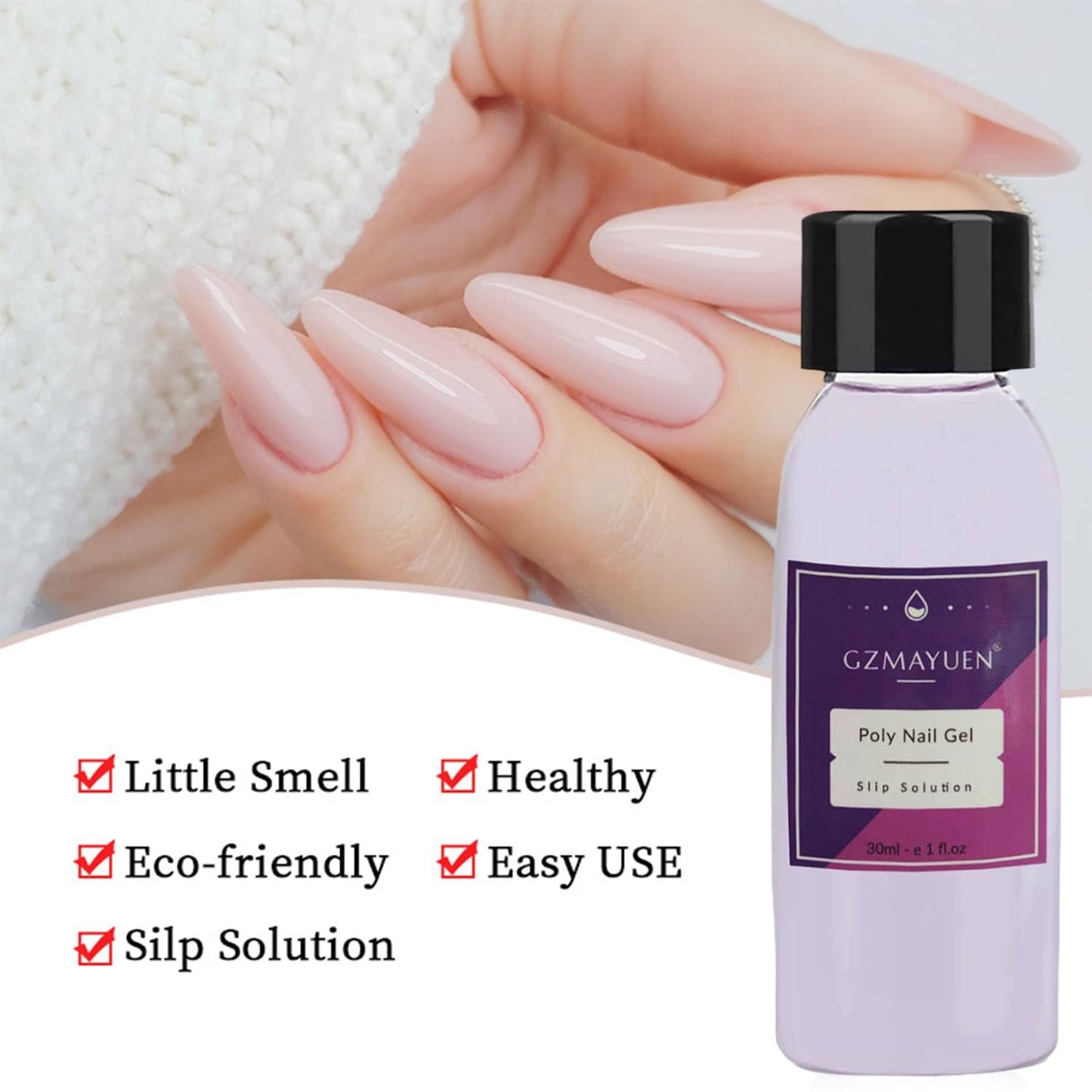GZMAYUEN Poly Nail Gliding Solution 30 ml * 2 nagelverlengingsgel Vloeibare poly-extensiegel - Gemakkelijke doe-het-glijoplossing met borstel