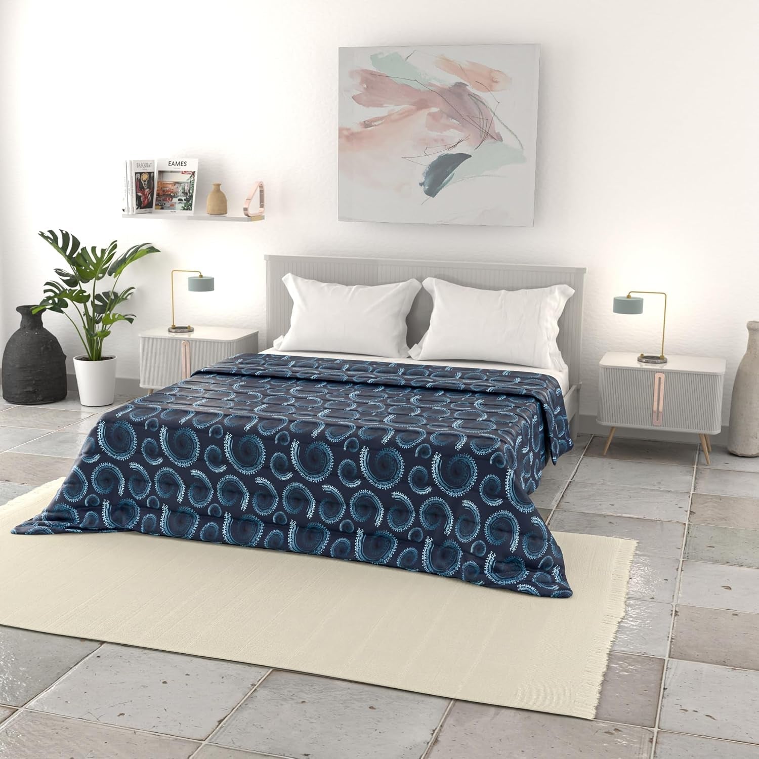 Italiaans beddengoed basic zomerdekbed, bedrukte microvezel, 250X240Cm, cirkel Quilts en quilts Naty Shop Vortex 250X240Cm