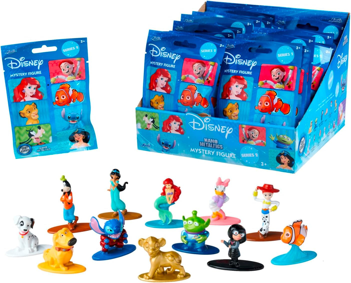 Jada Toys Disney-figuur (1X mysteriefiguur in blindpakket) - 1 verrassend verzamelfiguur uit 12 Disney-figuren, nano-metalen figuur (4 cm) voor kinderen en fans vanaf 3 jaar, serie 2, zwarte actiefiguren Naty Shop standaardtitel