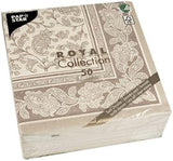 Papstar, 50 servetten "ROYAL Collection" 1/4 vouw 40 Cm X 40 Cm Mocca "Ornamenten", #19894