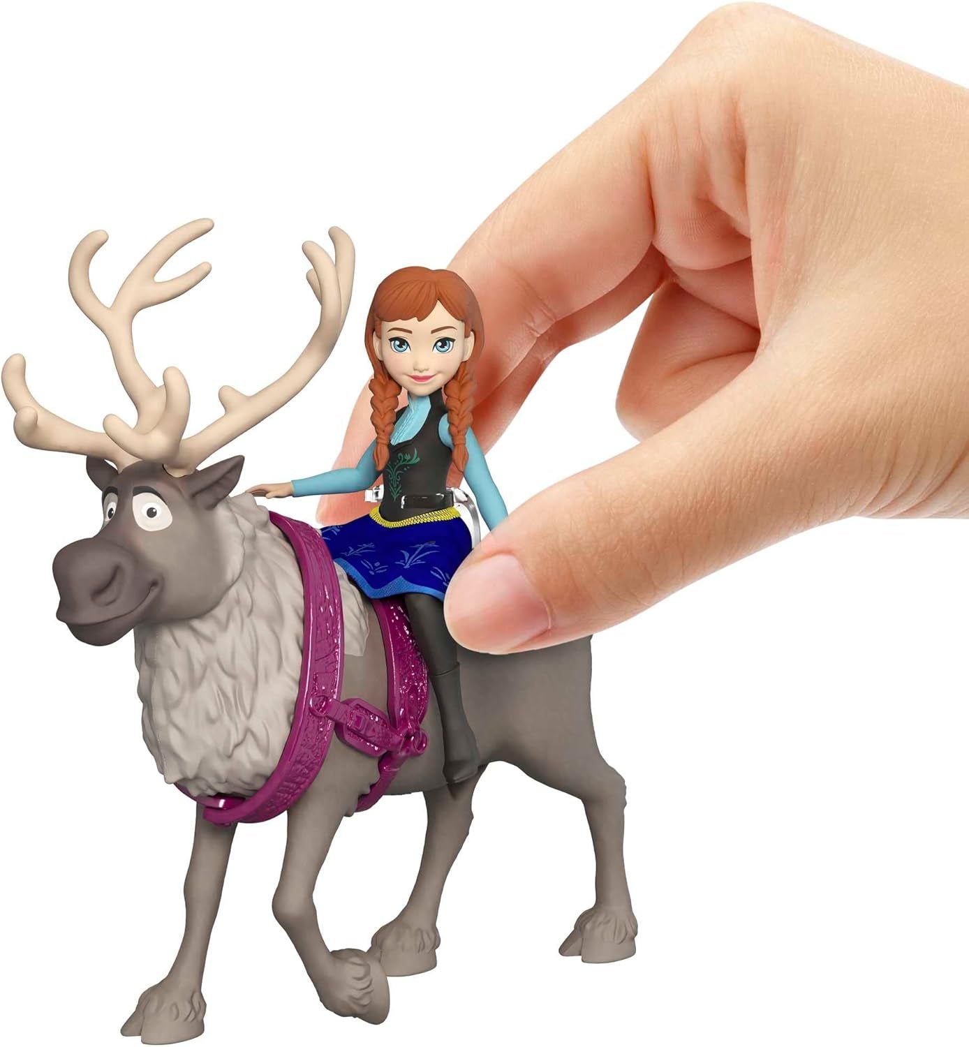Mattel DISNEY De ijskoningin Anna & Sven pop en dierenfiguur, geïnspireerd door de geanimeerde personages, beweegbare ledematen, afneembare rok en cape, voor kinderen vanaf 3 jaar, HLX03 Naty Shop-poppen