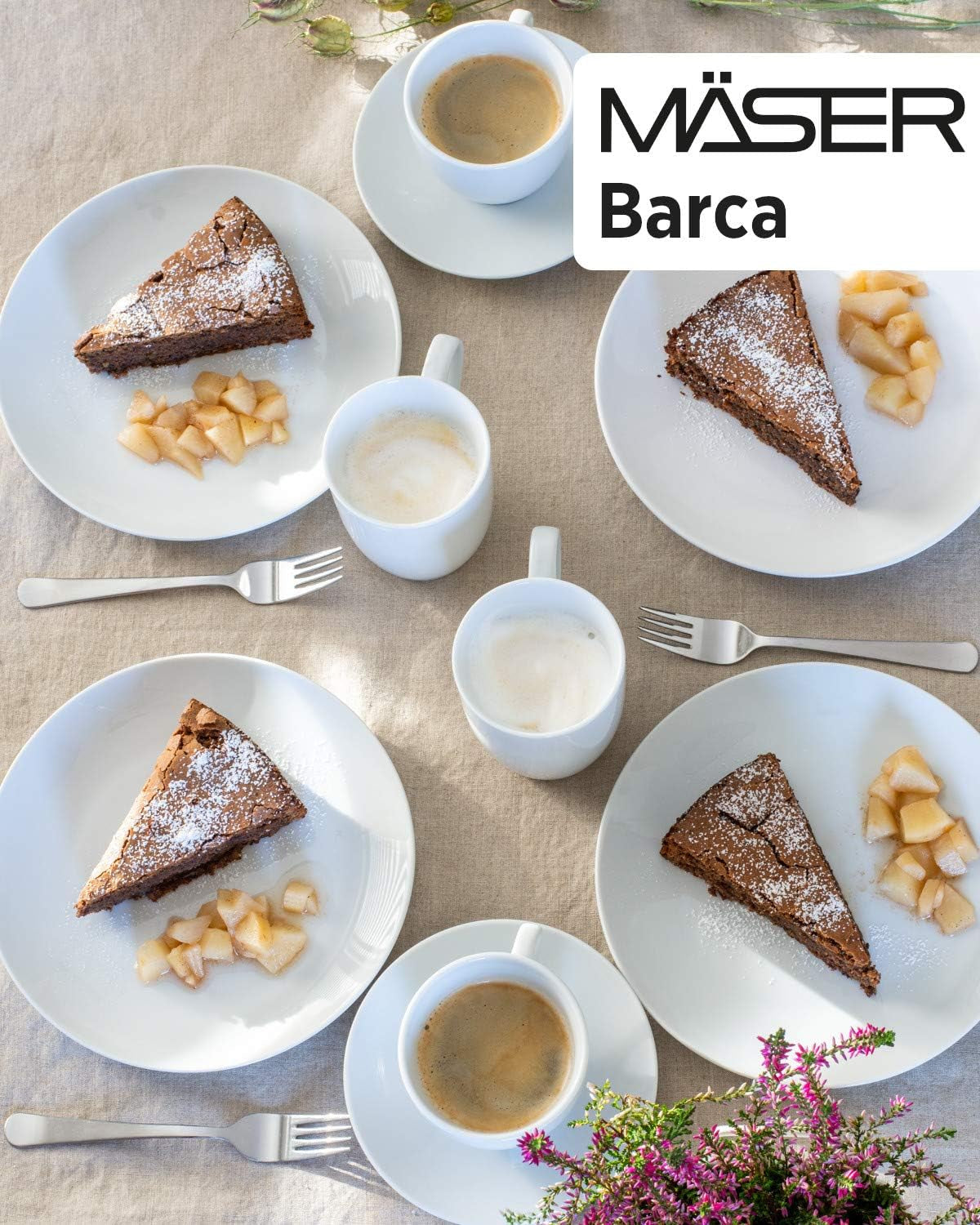 Mäser Barca servies voor 6 personen, set van 12, porselein, wit