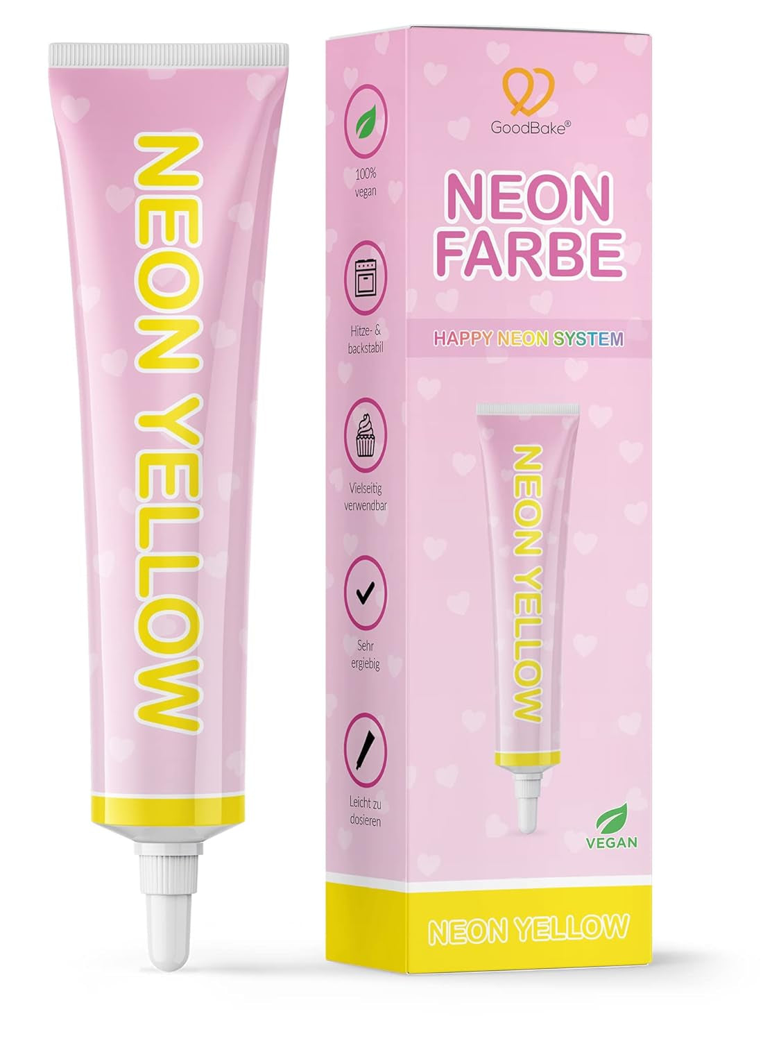 Goodbake Neonlebensmittelfarben 6 Farben Set – Intensieve Lebensmittelfarbe – Lebensmittelfarbpaste – Zum Einfärben Von Torten, Fondant, Botercreme Uvm. – 100% Veganistisch Naty Shop Neon Gelb