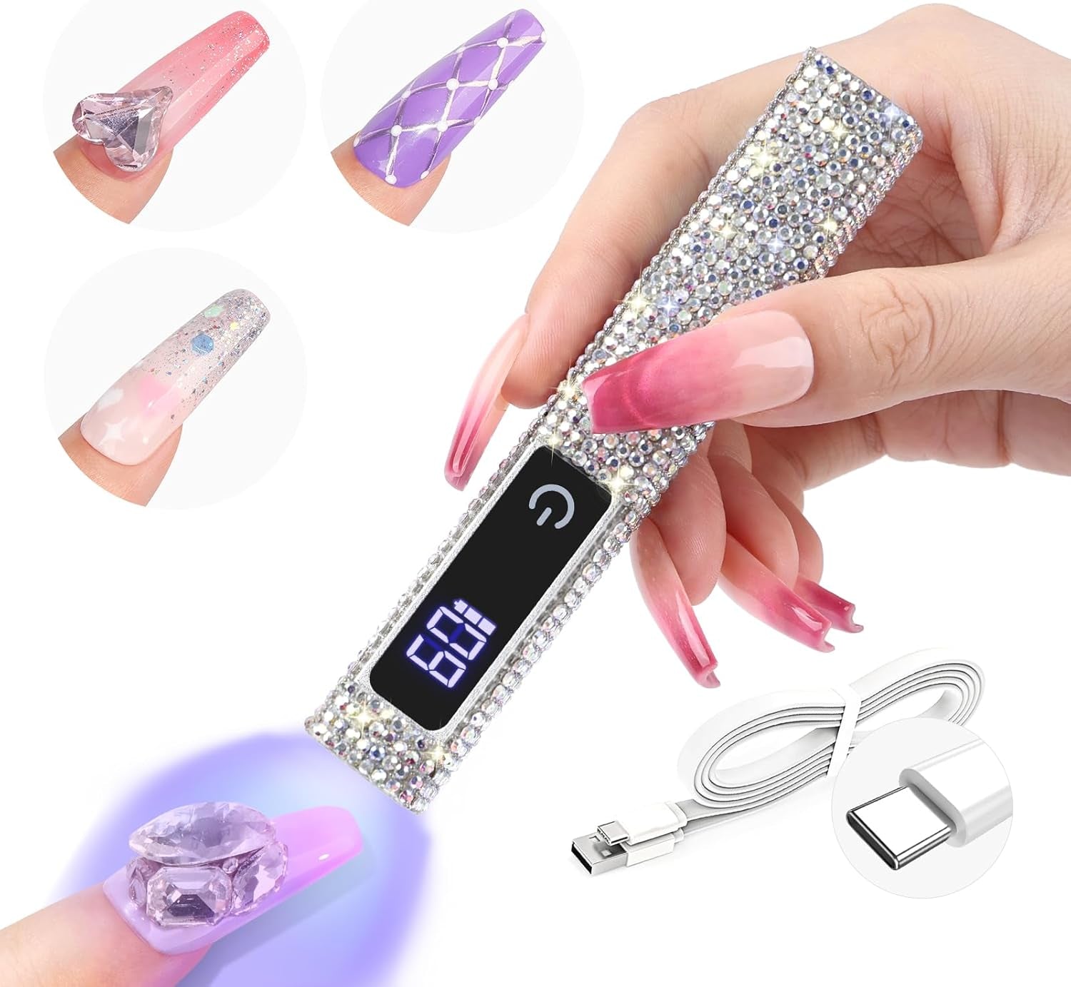 Saviland UV-lamp voor gelnagels: Mini U V-lamp voor nagelsSchützen Sie Die Haut Wiederaufladbar Klein LED Nagellack Trocknergerät Für Nagellack Aufbaugel Nail Tips Nagelkleber Geschenken voor Frauen