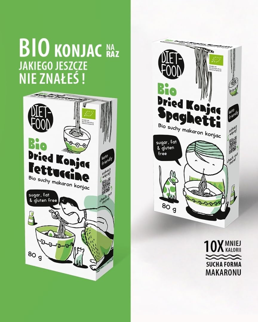 Fettuccine Konjac Shirataki Biologisch 80g - Calorie- en koolhydraatarm, glutenvrij, koolhydraatarm, geschikt voor keto-diëten, met tapiocameel