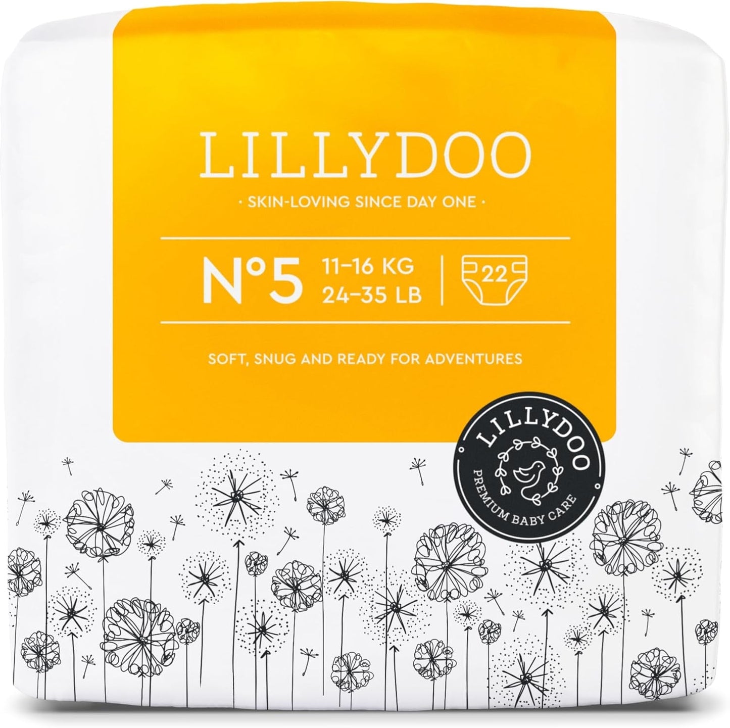 LILLYDOO Babyluiers Huidvriendelijk - Maat 3 (6-10kg), 29 stuks, Betrouwbare lekbescherming, Zacht, Geurvrij en Lotionvrij voor gevoelige huid, Dermatologisch getest