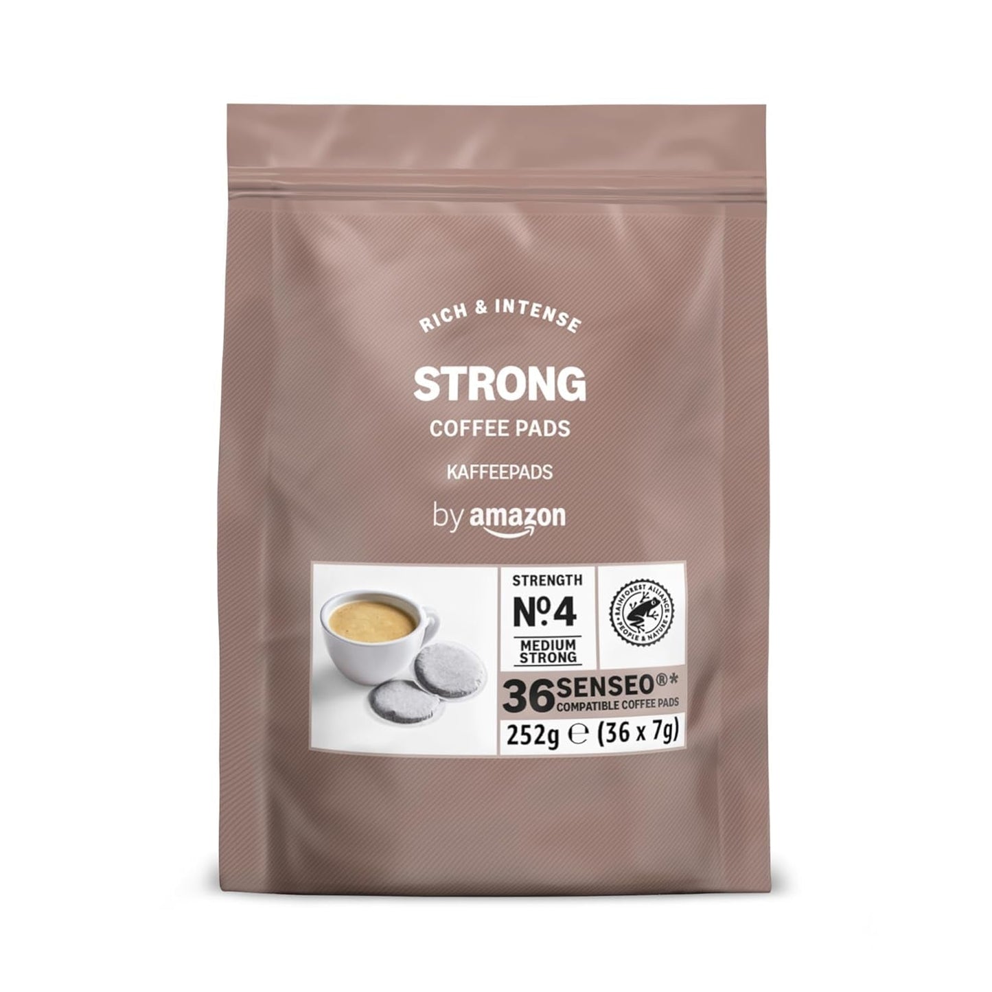 door Amazon Starke Pads, geeignet für Senseo-Maschinen, 36 Stück (1 Packung mit 36 ​​​​Stück) – Rainforest Alliance-zertifiziert