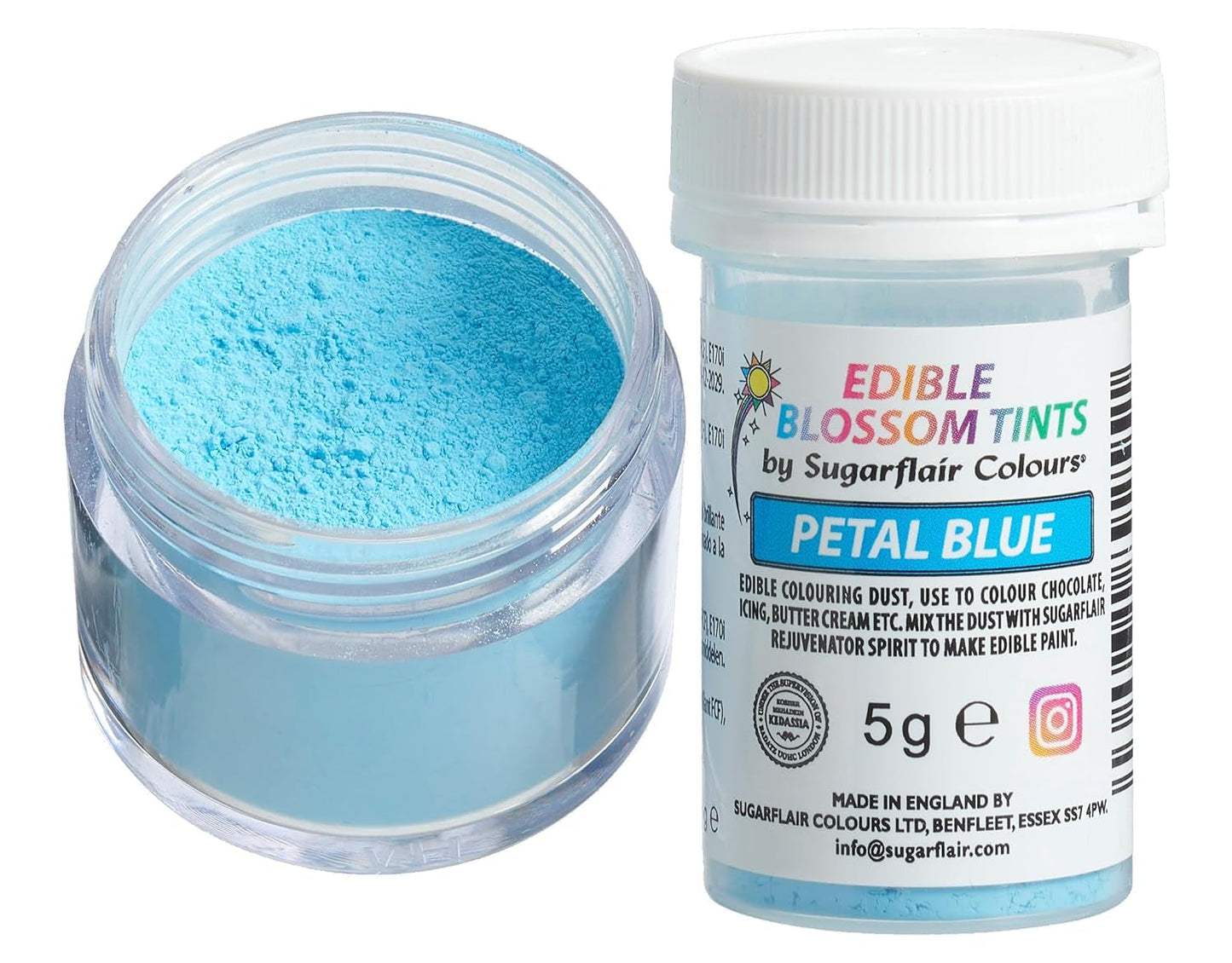 Sugarflair Blossom Tint Dust Petal Blue Food Coloring Powder - Kleurstofpoeder voor taartdecoraties, fondant, glazuur, chocolade, botercrème, macarons en meer - 5G