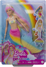 Barbie Dreamtopia Rainbow Magic Zeemeermin, Barbie Zeemeermin met Regenbooghaar, Watergeactiveerde kleurveranderende pop, 3 jaar oud speelgoed, Meisjescadeau, GTF89 Naty Shop-poppen