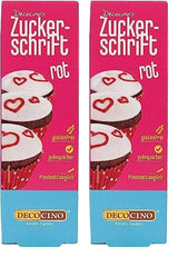Decocino Red Sugar Lettering - Voedselkleuring Lettering - Praktische tube voor het etiketteren van fondant en glazuur - Bakdecoraties voor taarten, cakes en cupcakes! (Pack van 2)