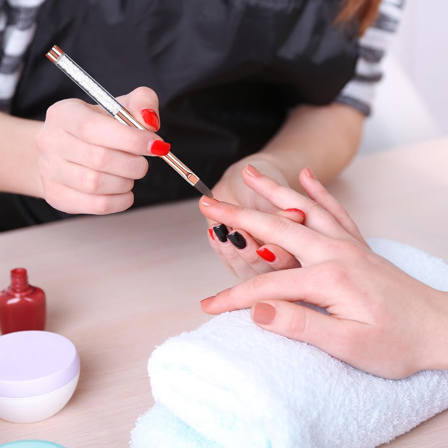 6-delige nagelborstels met dop Nagel UV-gel Acryl nagelborstel Nagelgelborstel Gedeeltelijke nagelkunstborstelset