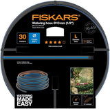 Fiskars L waterslang, UV-bescherming, drukgetest, torsiestijfheidsniveau 4 (van de 5), 30 m, Ø 1,3 cm (1/2"), 4,2 kg, zwart/oranje/blauw, 1027105