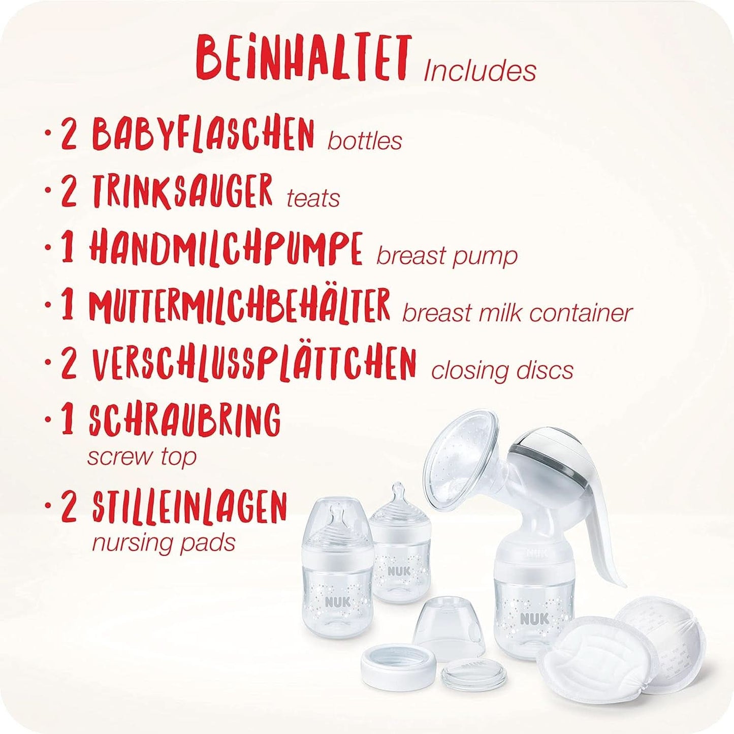 NUK Nature Sense Handkolf | Voedingsset met handkolf, flessen en zoogcompressen Ultra Dry Comfort | 6 stuks Babyvoeding en borstvoedingsaccessoires Naty Shop