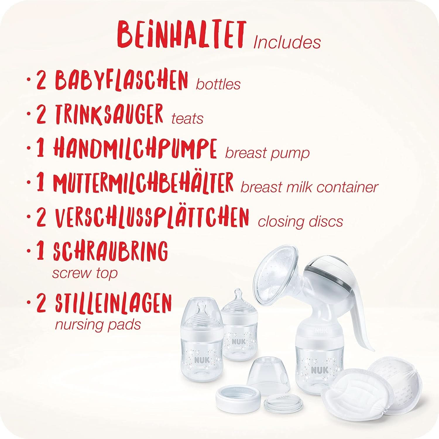 NUK Nature Sense Handkolf | Voedingsset met handkolf, flessen en zoogcompressen Ultra Dry Comfort | 6 stuks Babyvoeding en borstvoedingsaccessoires Naty Shop