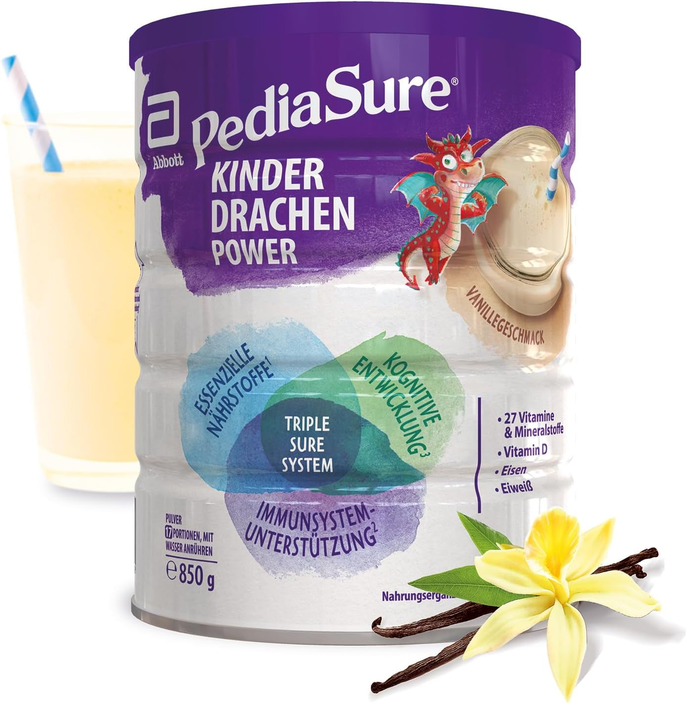 Pediasure Dragon's Power, Voedingssupplement voor kinderen vanaf 1 jaar, 27 vitaminen en mineralen Naty Shop Vanille