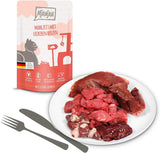 MjAMjAM - Premium natvoer voor katten - Gemengd pakket I - Kip, Rundvlees, Harten, 12 stuks (12 x 125 g), graanvrij met extra vlees
