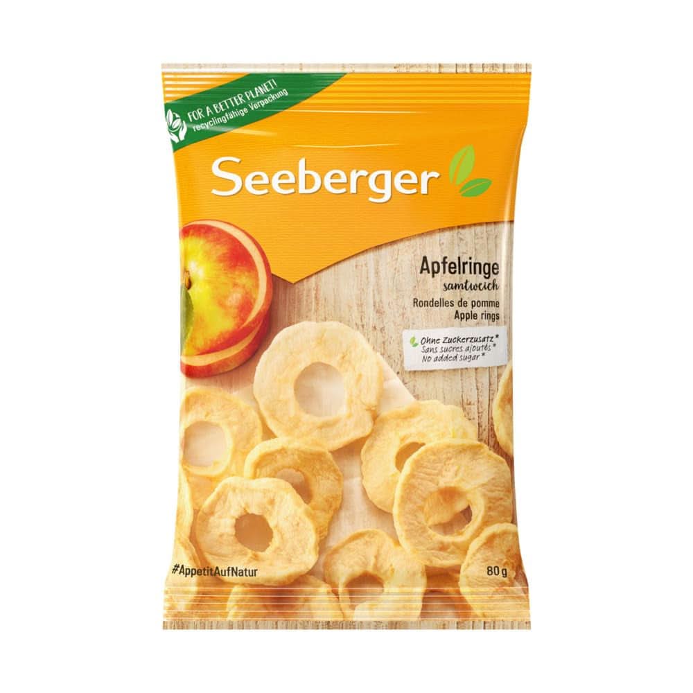 Seeberger, beste kwaliteit gedroogde appelschijfjes, zonder toegevoegde suiker, 10 x 80 gram Naty Shop gedehydrateerde producten 10 x 80 gram