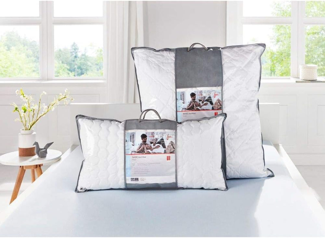 Badenia Trendline Comfort kussen met katoenen hoes, 40 X 80 cm, wit, Oeko-Tex gecertificeerd, geproduceerd volgens de Duitse kwaliteitsnorm Naty Shop standaard kussens