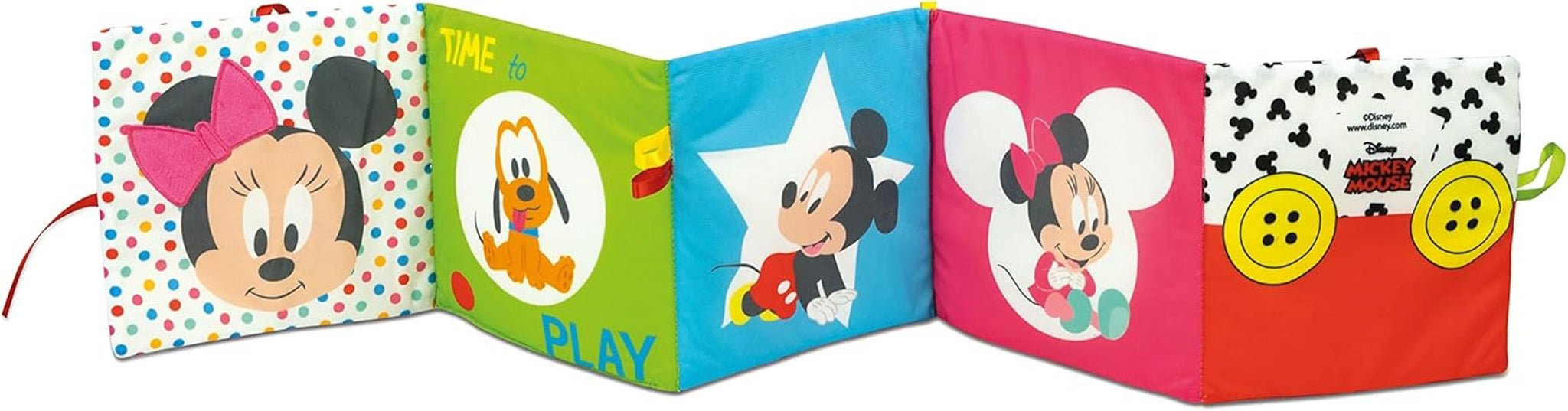Clementoni 17721 Disney Baby - stoffen boek, veelzijdig babyreisspeelgoed, knetterend en piepend prentenboek voor pasgeborenen vanaf 0 maanden Babyspeelgoed Naty Shop