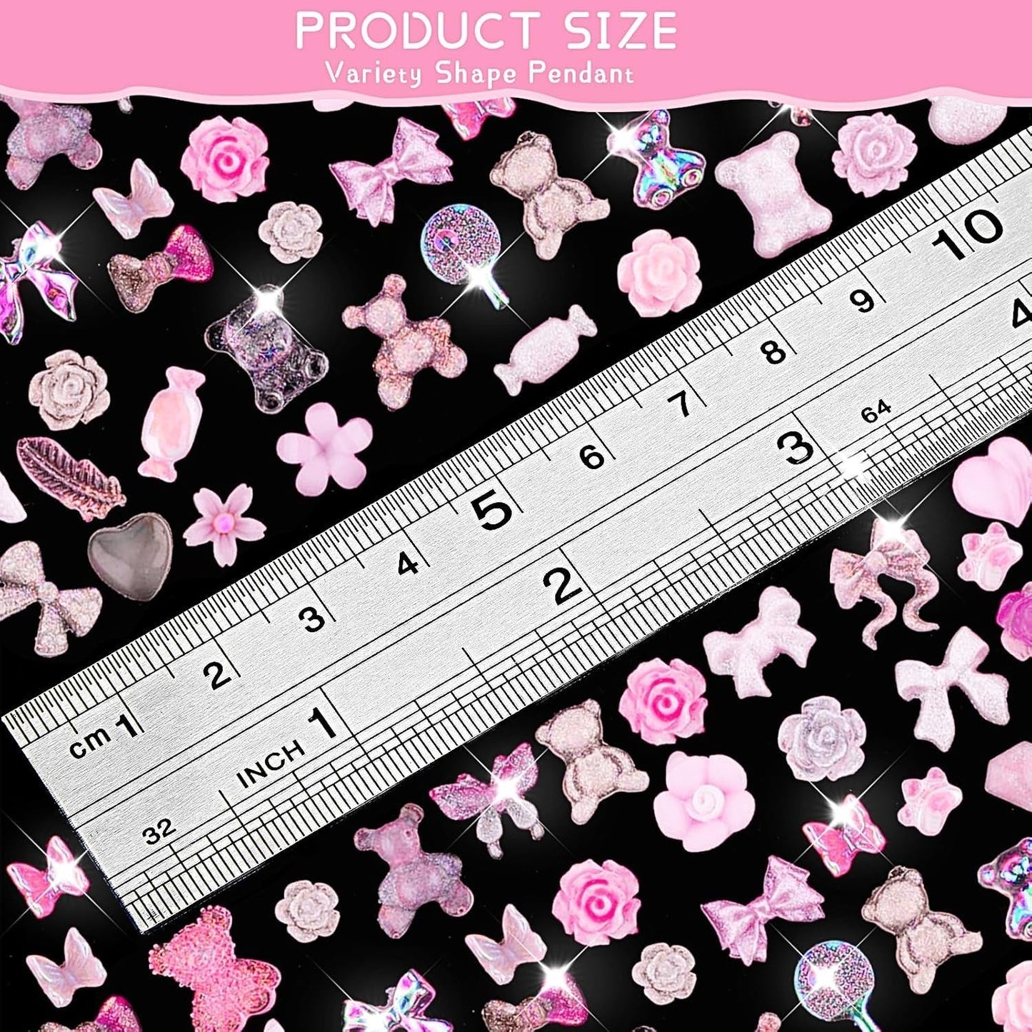 200 Stuks Nail Art Charms 3D Nail Art Decoratieset Strik Nagelhanger Roze Gemengde Stijl Strik Bloem Teddybeer Lolly Hartvorm Nail Art Decoratie DIY Ambachtelijke Nageldesign