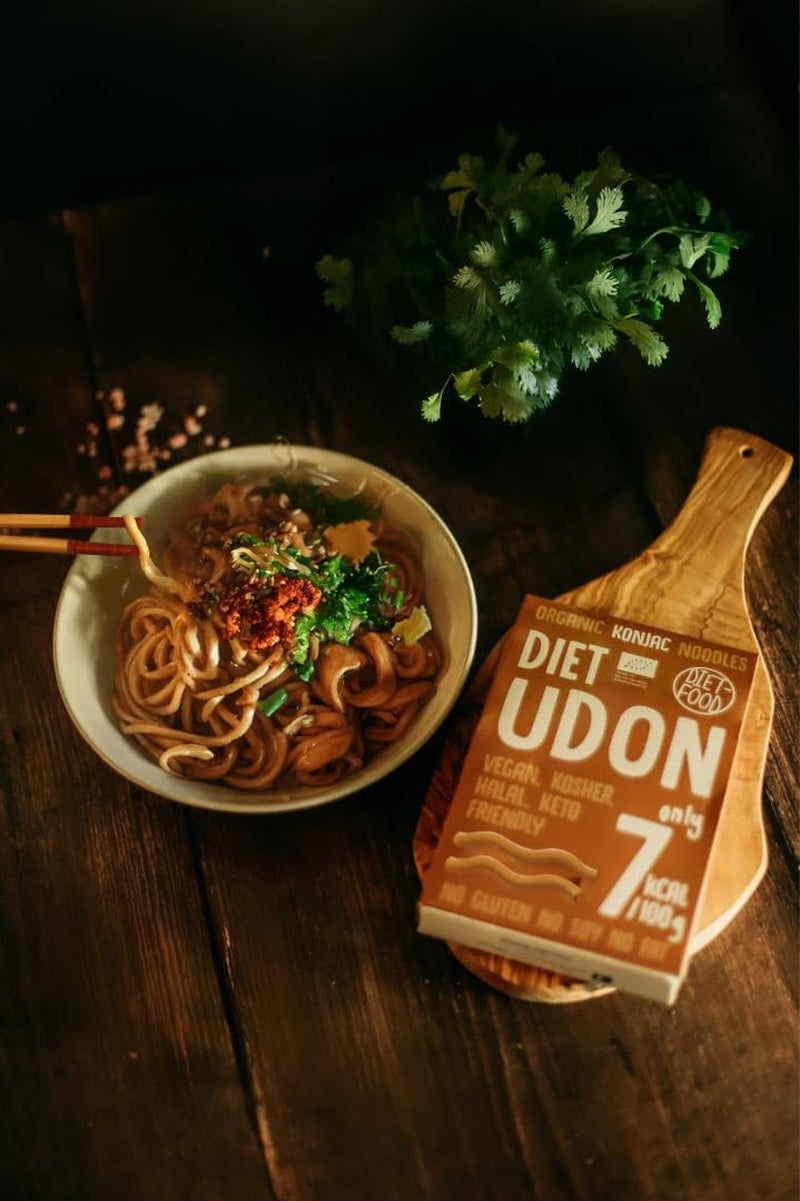 Udon Shirataki Konjac Noodles Bio 385g - Caloriearm, glutenvrij, veganistisch - gemaakt van konjacwortel, rijk aan vezels