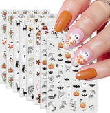 Nagelsticker Halloween, 8 Blätter Halloween Nagelsticker, Kürbis Nagelsticker, Nail Art, Nagel Charms, Nagel Zubehör, Nageldesign, Kerstmis (Typ A)