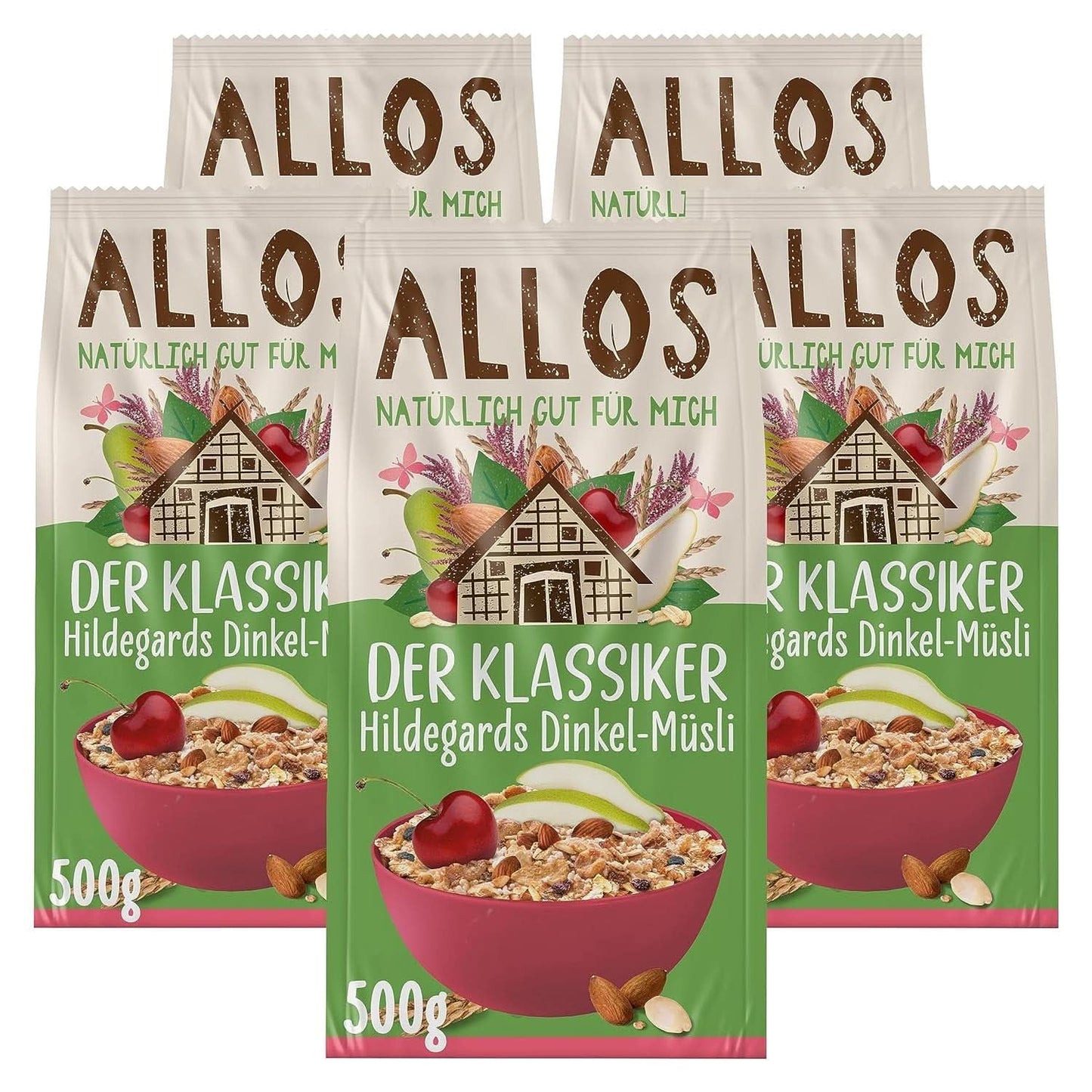 Allos, ongezoete bessenmuesli, pak 5 x 500 gram Granen Naty Shop Hildegard's speltmuesli