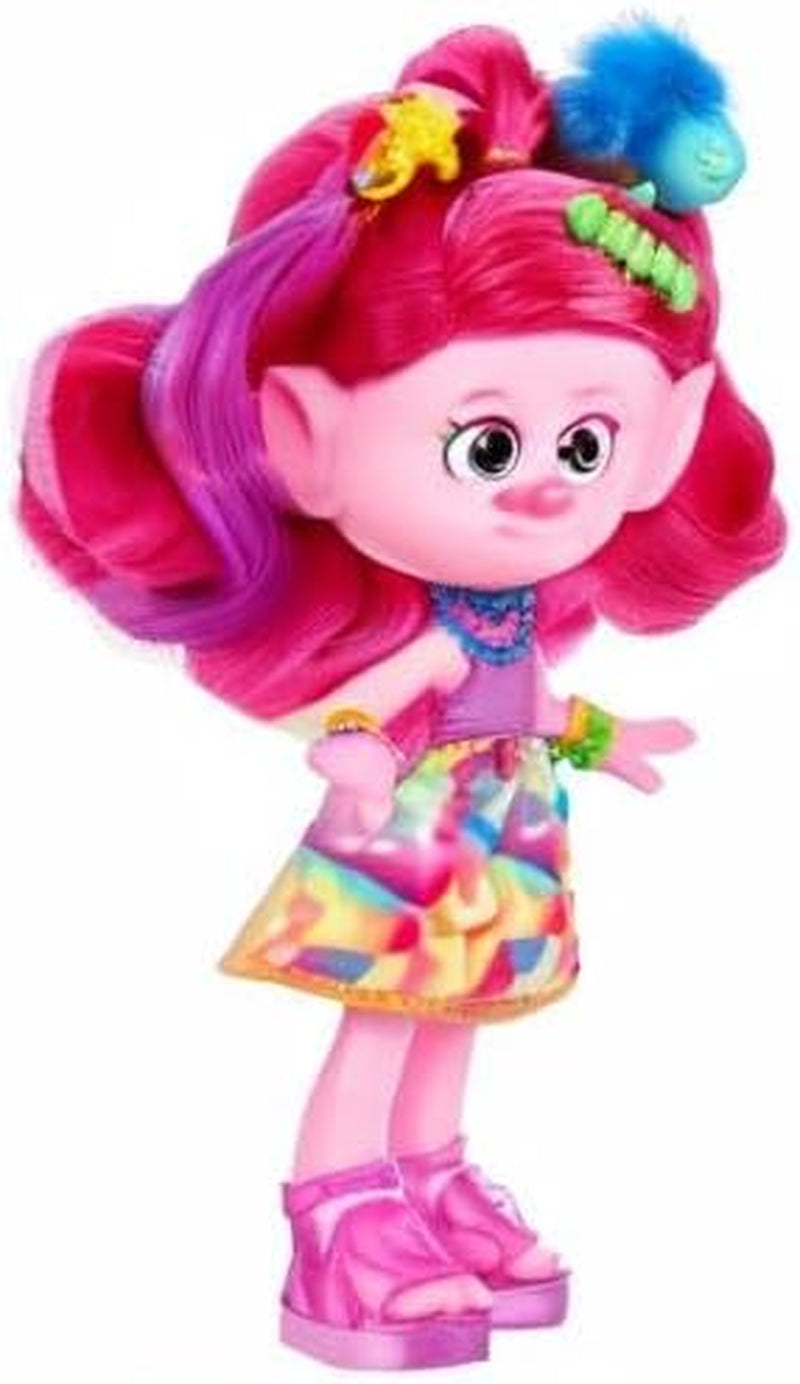 Mattel DREAMWORKS TROLLS Together Strong - Haarsmaakvolle Queen Poppy-modepop - 15+ accessoires, glitterkam, wasbare glittergel, voor kinderen vanaf 3 jaar, HNF25 Naty Shop-poppen