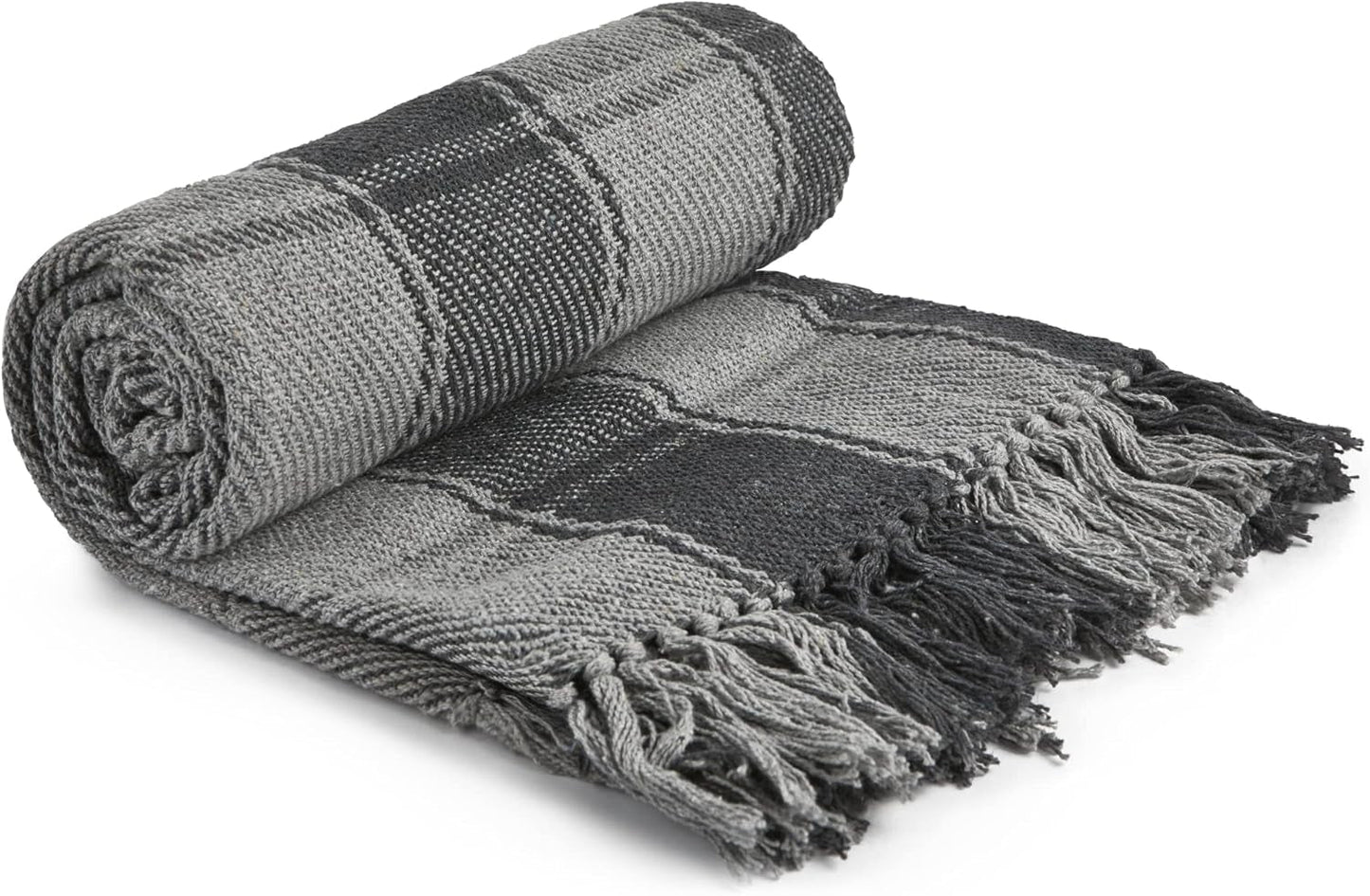 Frisco plaid, Gerecycled katoen, Traditioneel, Plaid, Voor stoel, bank, bank, plaid, deken, Antraciet, 127 X 152 Cm Emma Barclay Bedden en Dekbedden Antraciet 50X60" (127X152Cm)