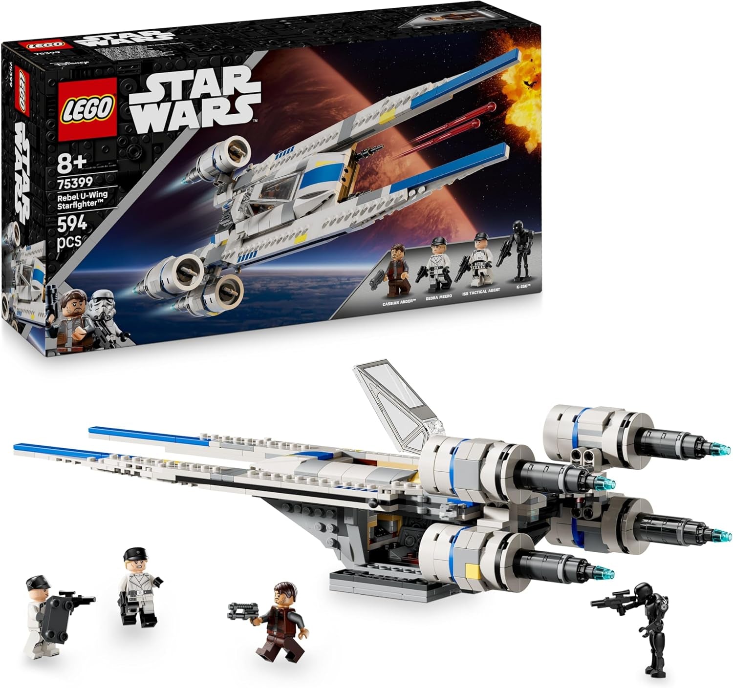 LEGO Star Wars 75399 Rebel U-Wing Starfighter - Speelgoed met oscillerende vleugelfunctie en 3 minifiguren waaronder Cassian Andor en K-2SO droidfiguur - Cadeau voor jongens vanaf 8 jaar en Andor-fans seizoen 2 Bouwsets Beuche in LEGO-Store Standaard titel