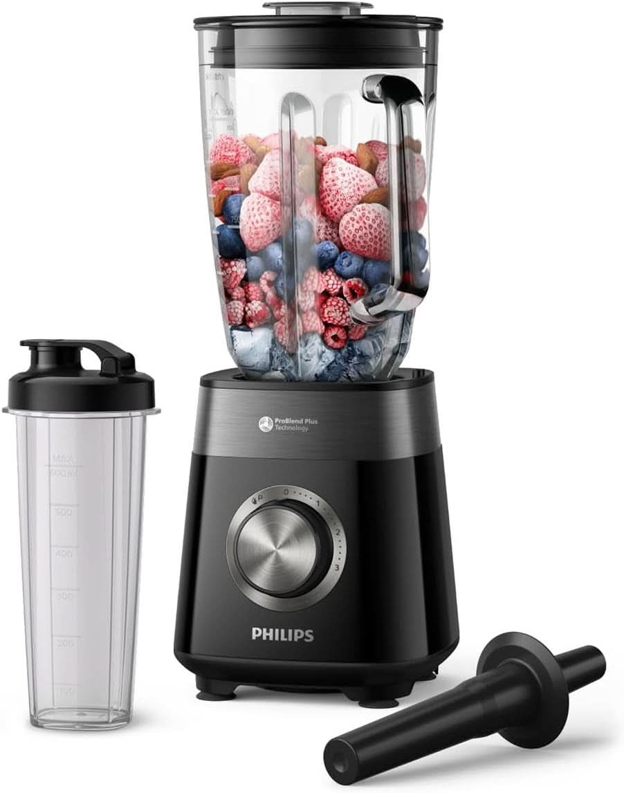 Philips Standmixer en Smoothie Maker – 600W, 2 Liter Becher, Homeid-App, 2 Geschwindigkeitsstufen + Impulsfunctie, Problend, Ice-Crush-Funktion (HR2291/41) Keuken Naty Shop 1200 Watt