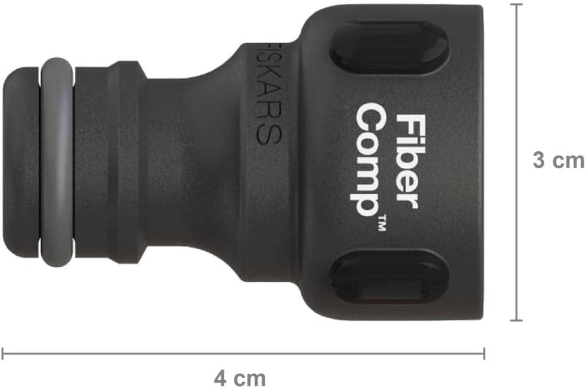Fiskars kraanconnector, voor kranen, Ø 21 mm (G 1/2"), FiberComp, universele maat, 10 g, zwart/oranje, 1027053