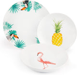 Excelsa Tropical serviesset, 18-delig, porselein, wit met decoratie