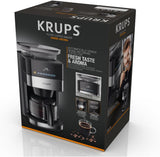 Krups Espressomachine KM8328 Malen met Grinder | 24-uurstimer | Graancontainer 180 g | Capaciteit 1,25 l voor maximaal 15 koppen koffie | Automatische uitschakelfunctie | 3 maalstanden | Zwart
