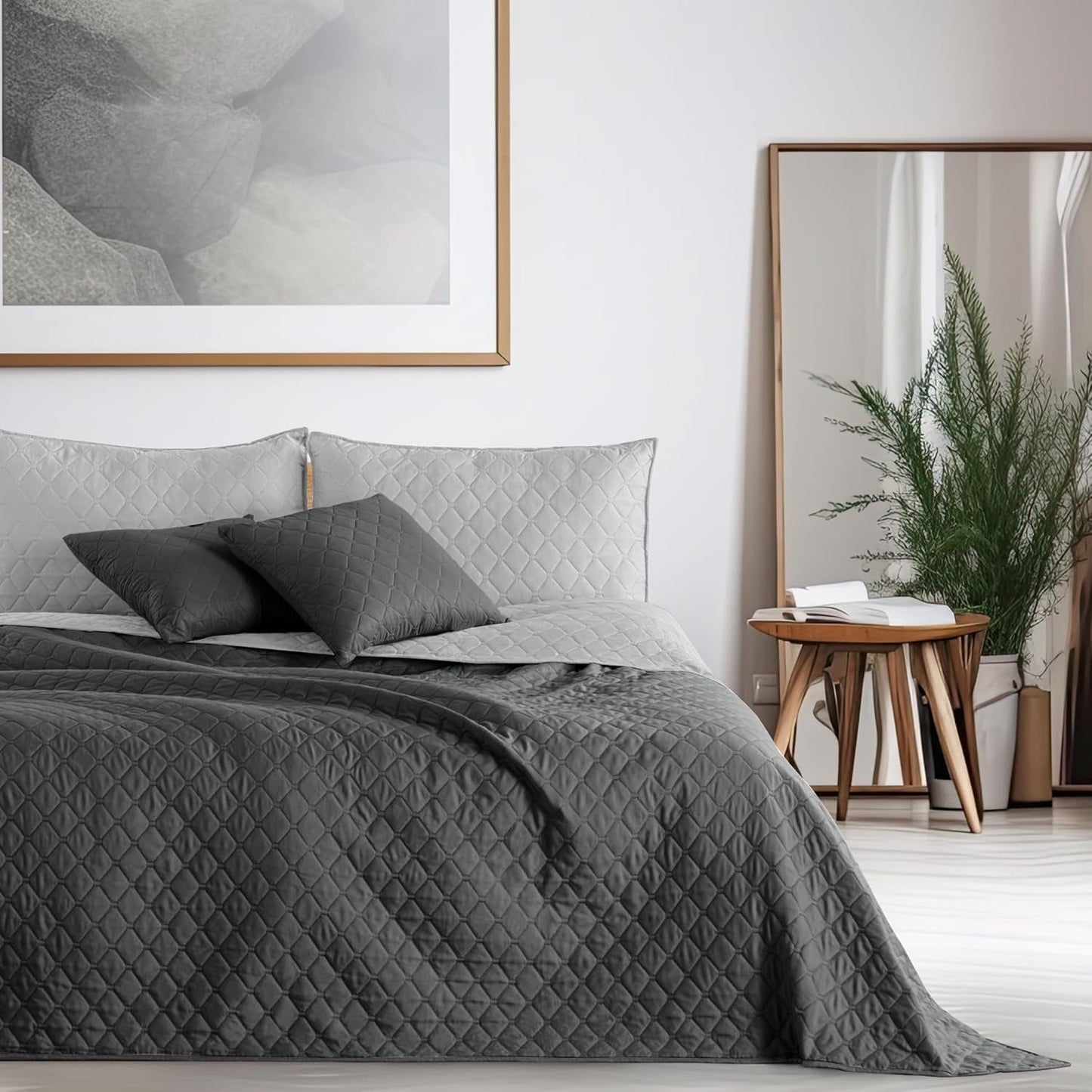 Decoking Sprei 200 X 220 Cm Grafiet Antraciet Zilvergrijs Tweezijdige sprei gemakkelijk te onderhouden Axel Bedden en Dekens Besuche den DecoKing-Store
