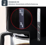 Tefal Smart'n Light espressomachine met timer, espressomachine met programmeerbaar filter 1,25 l, aromafunctie voor intens aroma, warmhoudfunctie, antidruppelen en gemakkelijk schoon te maken, zwart