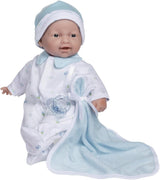 JC Toys La Baby Kaukasische babypopset - 28 cm zachte, wasbare pop, afneembare roze outfit met hoed, deken en fopspeen, voor 12 maanden en ouder Naty Shop-poppen Enkele Kaukasisch, Blauw